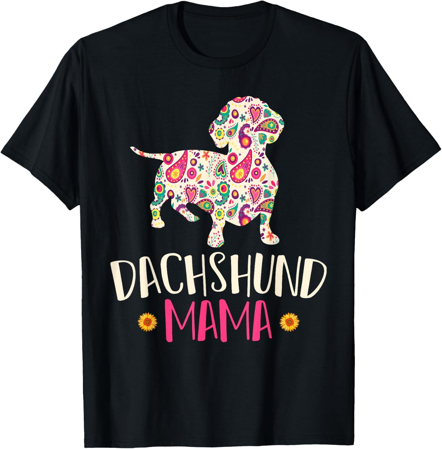 Mothers Day Gift Wiener Mom Weenie Dog Vintage Dachshund T-Shirt - T-Shirt | Black