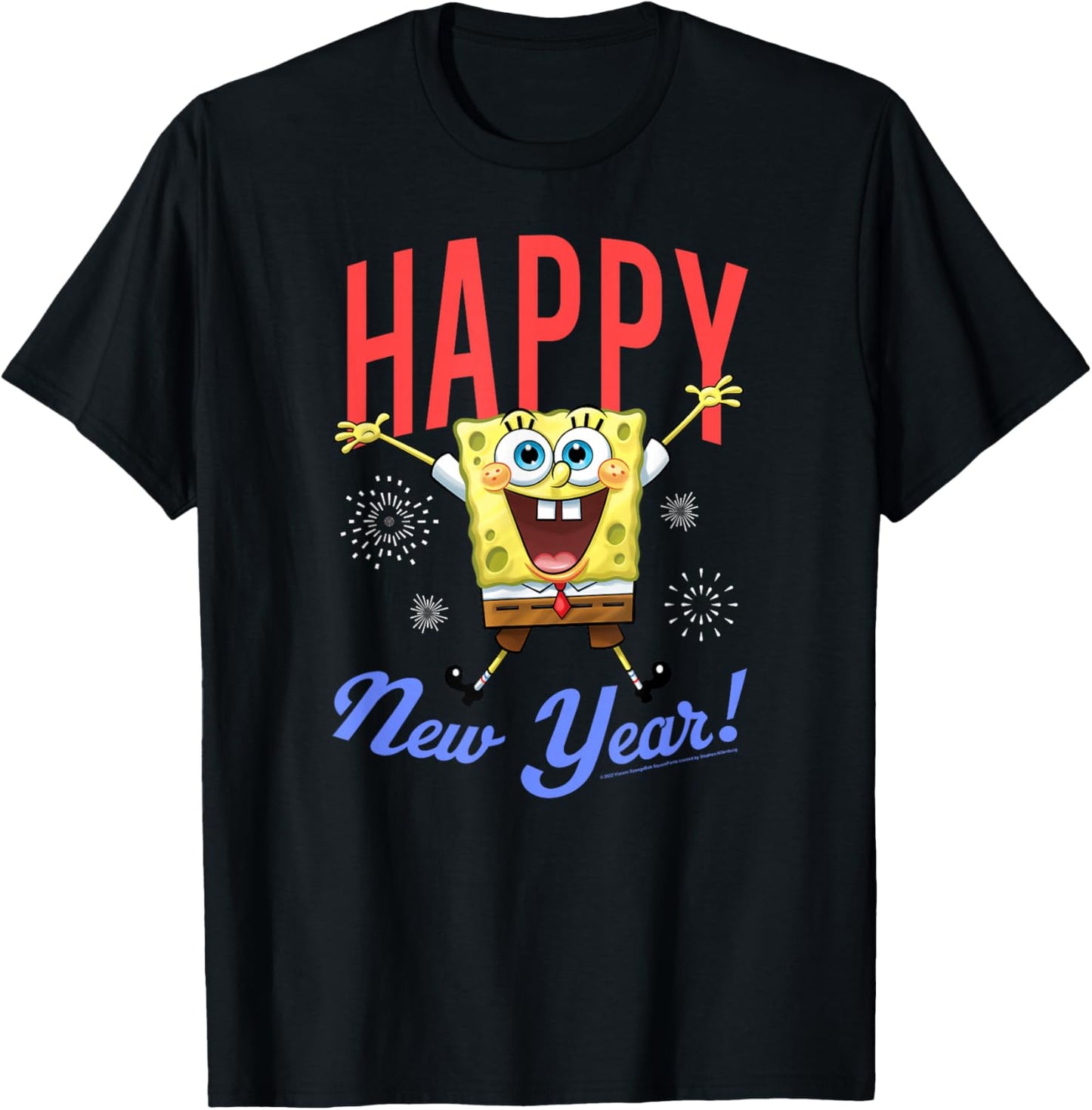 SpongeBob SquarePants Happy New Year Celebration T-Shirt - T-Shirt | Black