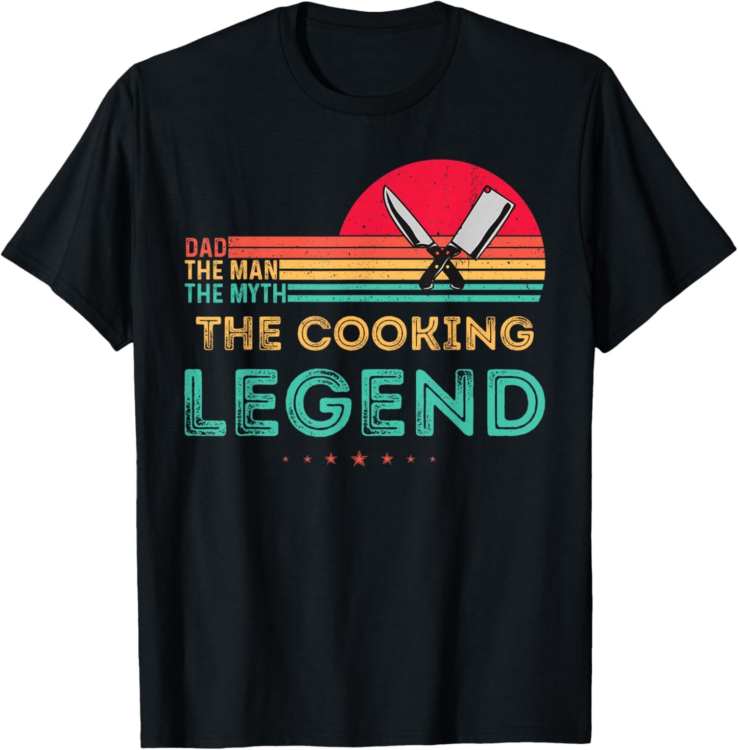 Vintage Cooking Dad The Man The Myth The Legend Chef Funny T-Shirt - T-Shirt | Black