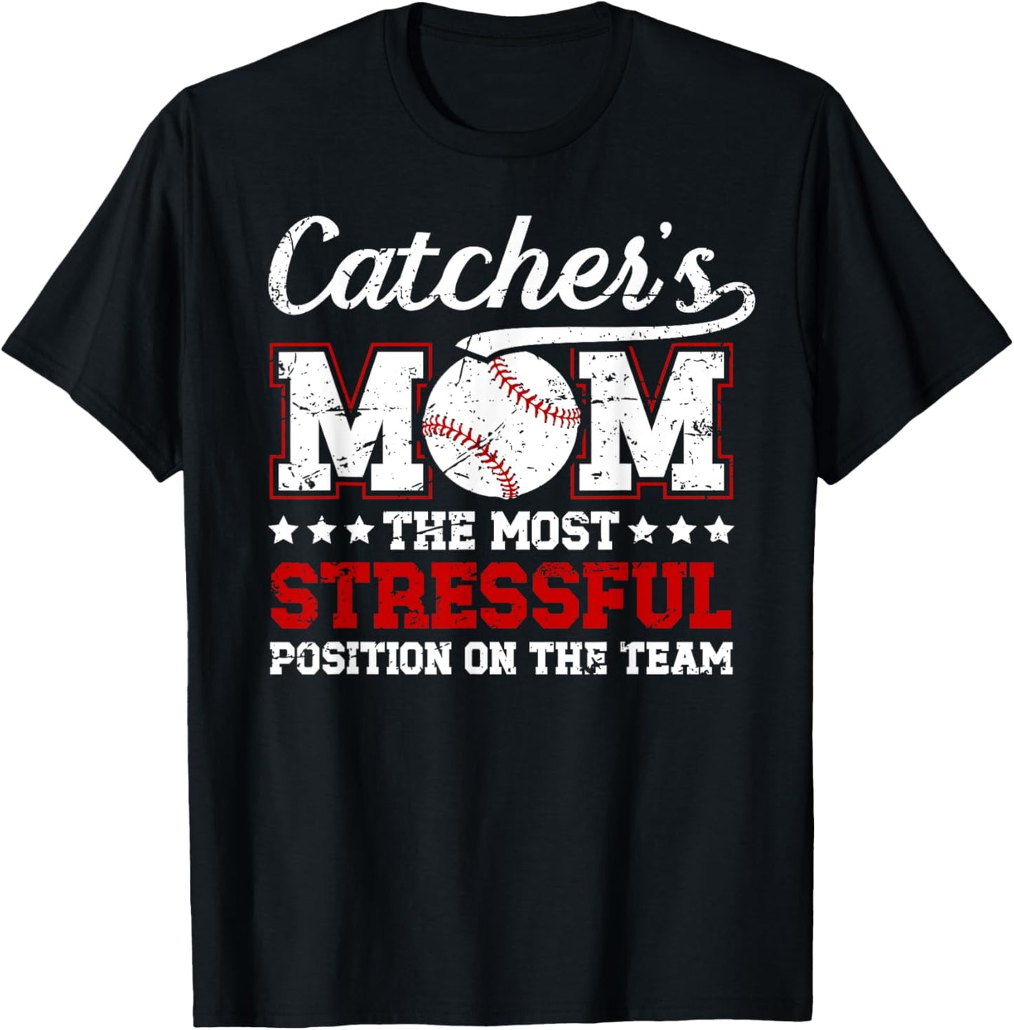 Catcher's Mom Baseball Catcher Mom Baseball Catcher Mama T-Shirt - T-Shirt | Black
