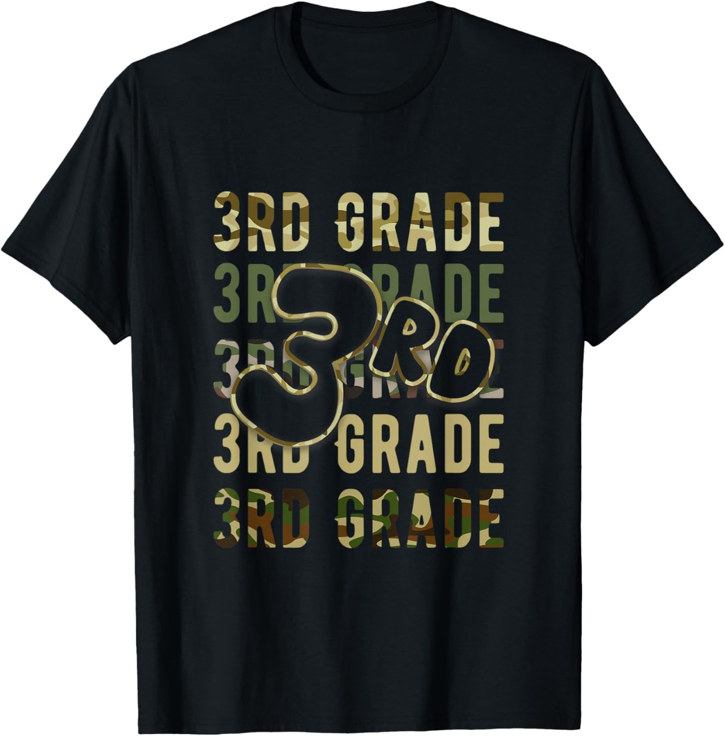 Camo Team 3rd Grade Squad Back To School Teacher Kids Boys T-Shirt - T-Shirt | Black