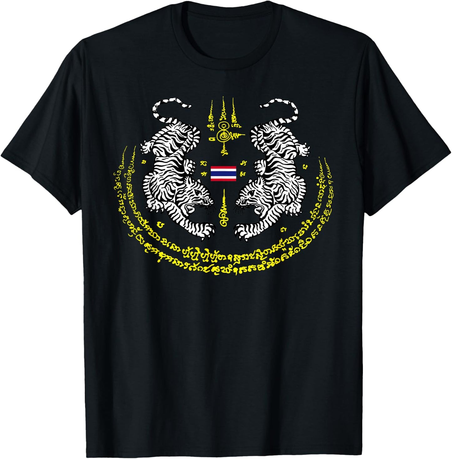 Muay Thai Buddha Tattoo Kickboxing Cultural Sak Yant Tiger T-Shirt - T-Shirt | Black