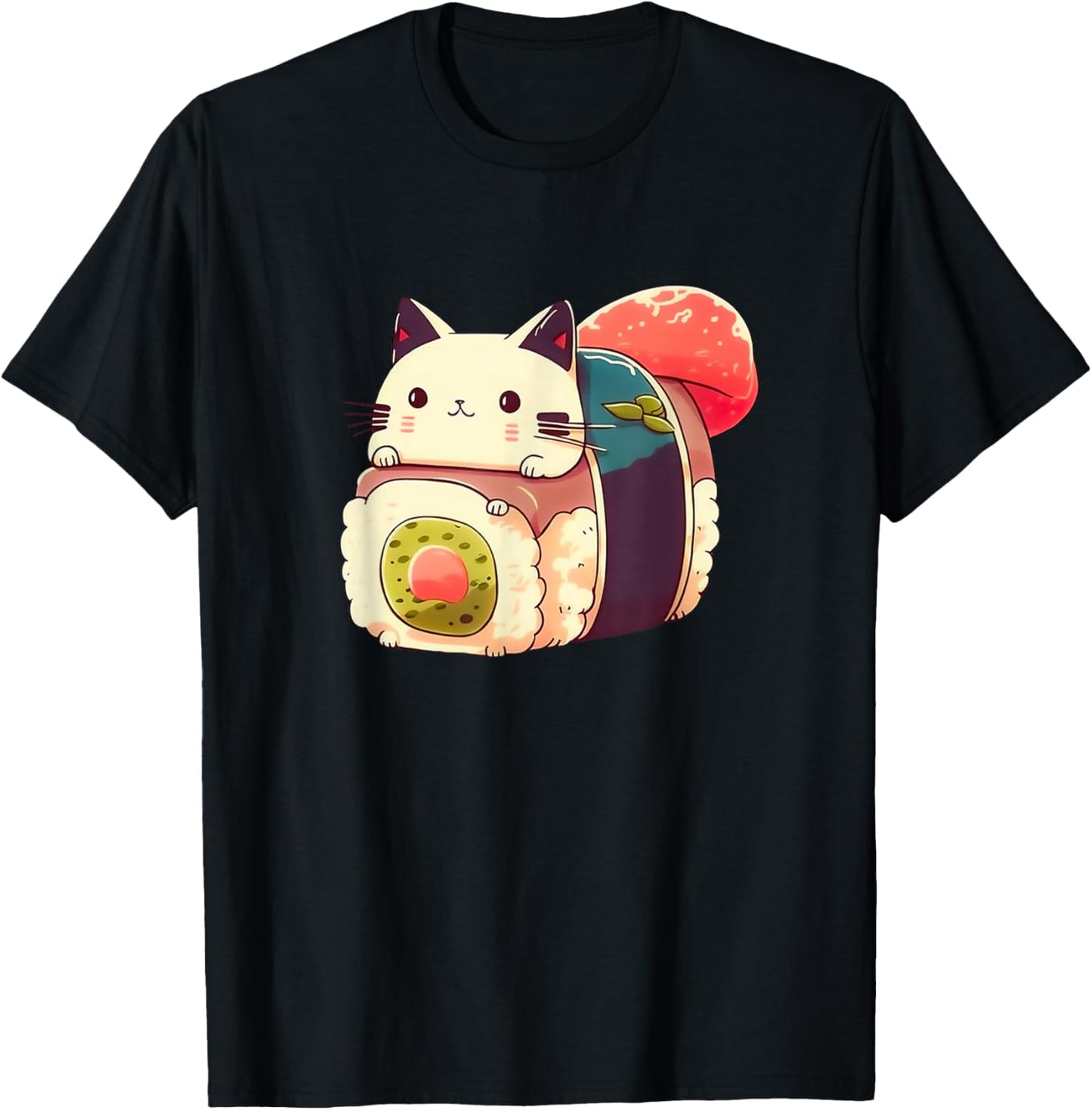 Niedliche Sushi-Katze Kawaii Anime Neko Japanisch T-Shirt - T-Shirt | Black