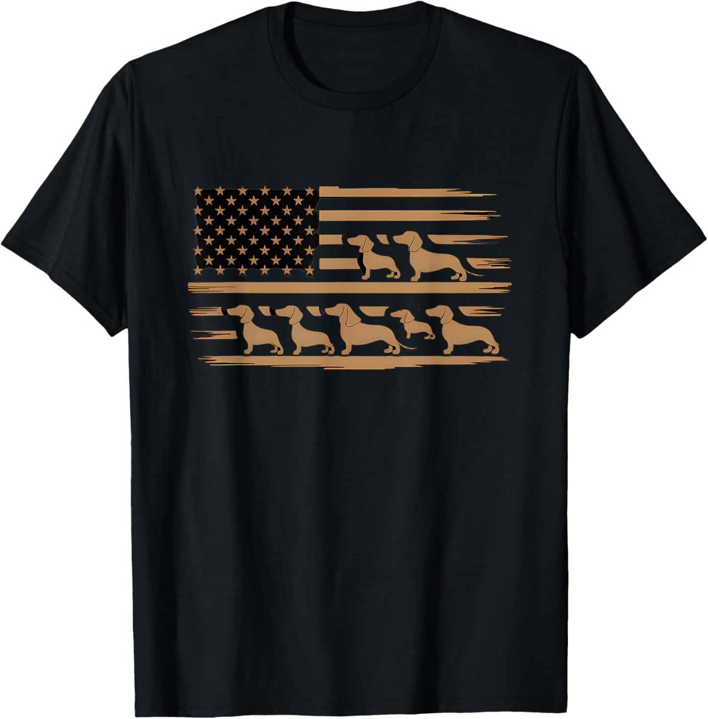 American USA Flag Patriotic Dachshund Dog Dad Fathers Day Women Kids T-Shirt - T-Shirt | Black