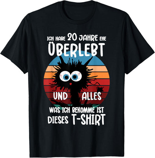 20 Jahre Verheiratet Porzellanhochzeit Ehe 20 Hochzeitstag T-Shirt - T-Shirt | Black
