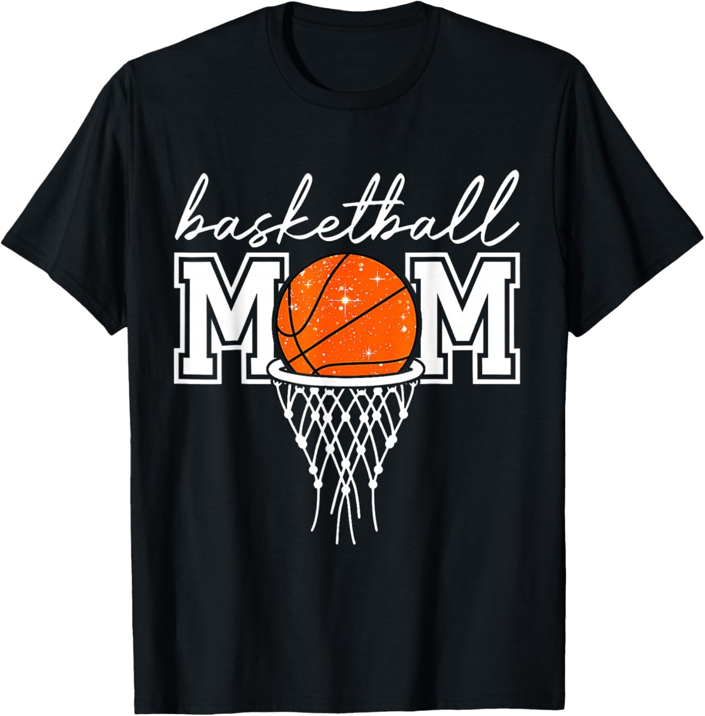 Basketball Mom Mother Leopard Basketball Hoop Net Game Day T-Shirt - T-Shirt | Black