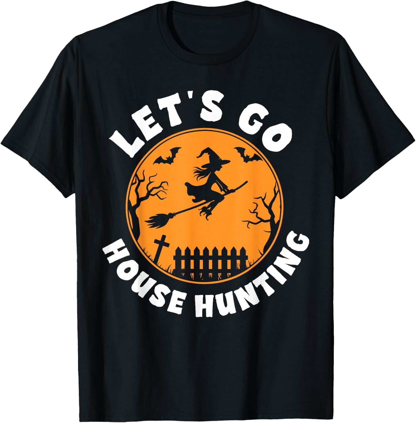 Retro Let's Go House Hunting Ghost Real Estate Halloween T-Shirt - T-Shirt | Black