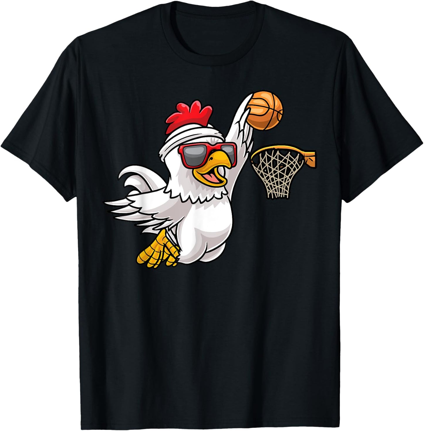Chicken Playing Basketball Player Game Kids T-Shirt - T-Shirt | Black
