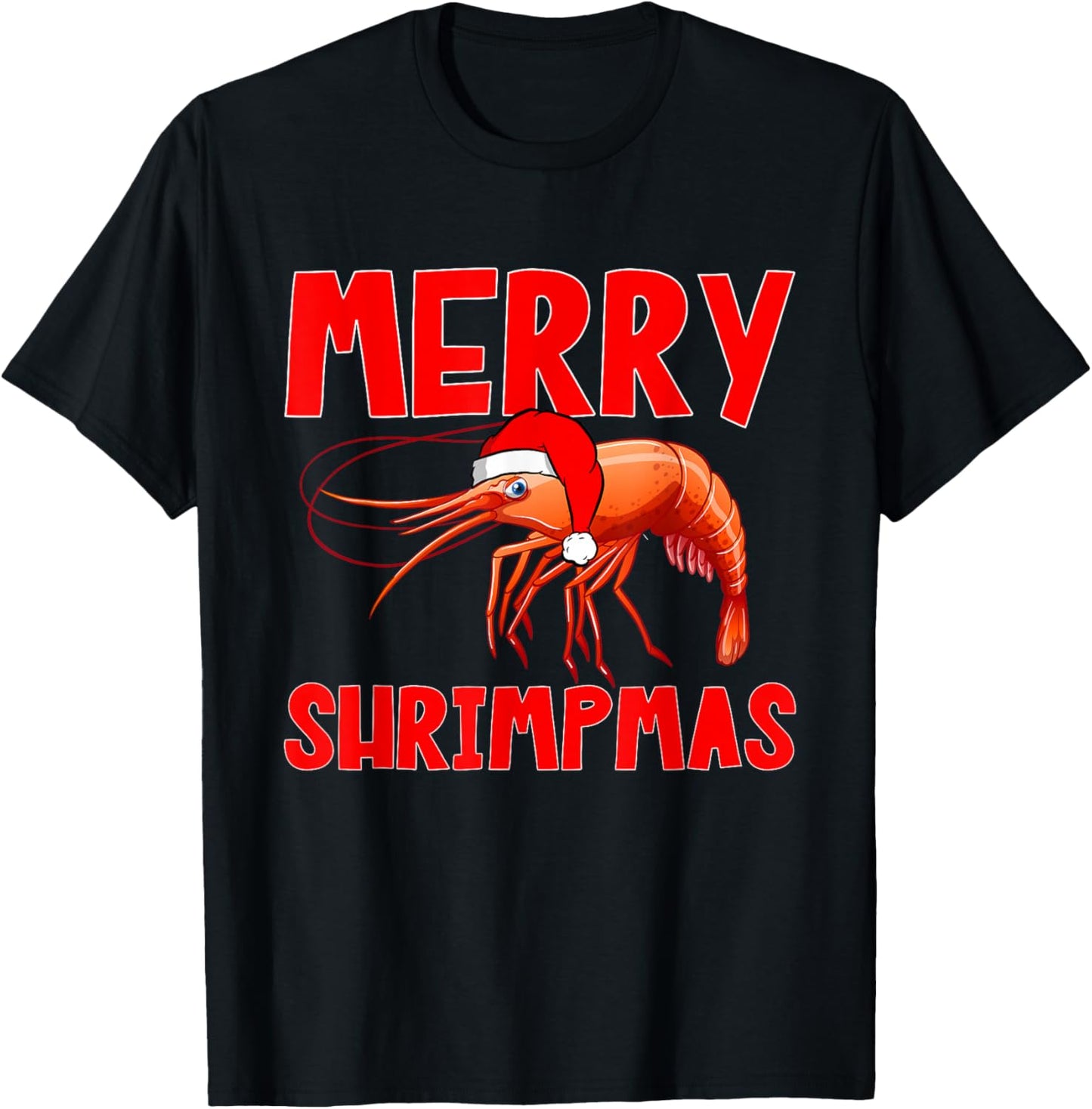 Shrimp Seafood Shellfish - Merry Shrimpmas Christmas T-Shirt - T-Shirt | Black