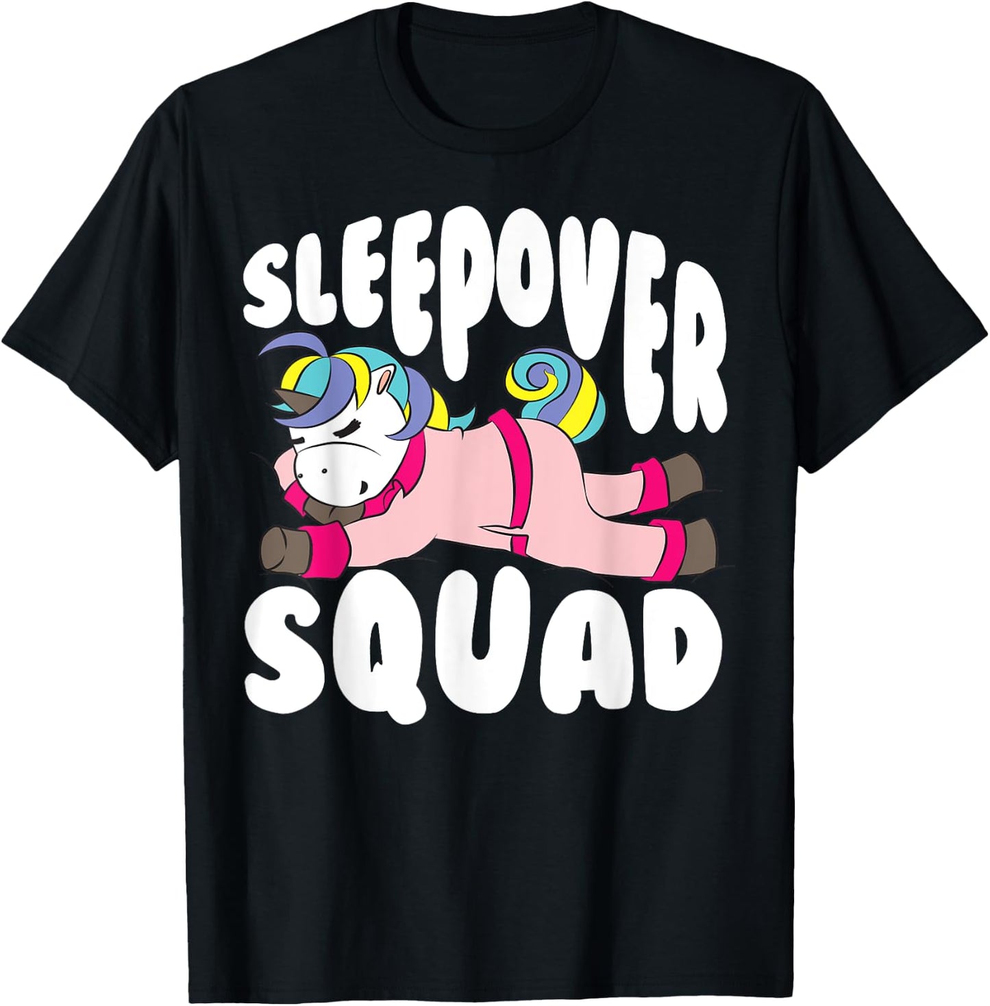 Sleepover Squad Gift | Funny Sleeping Unicorn Slumber Party T-Shirt - T-Shirt | Black