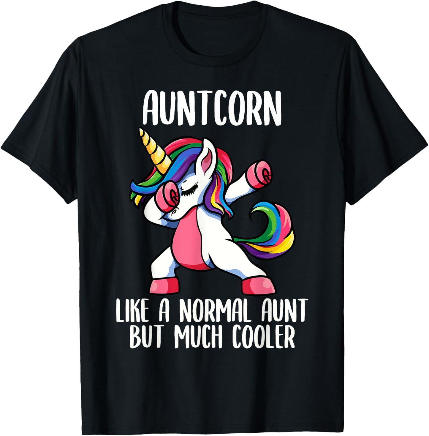 Unicorn Aunt Girl Birthday Party Apparel, AuntCorn Cute T-Shirt - T-Shirt | Black