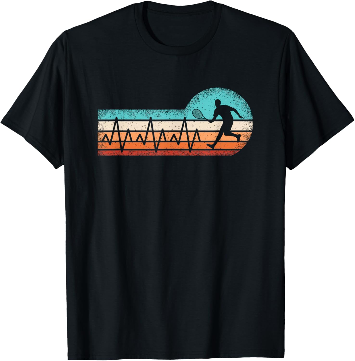 Retro Tennis Heartbeat Tennis Lover Men Boys Kids T-Shirt - T-Shirt | Black