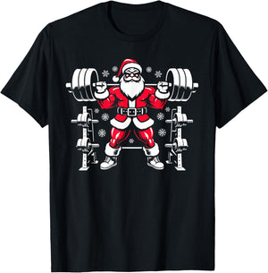 Funny Christmas Lifting Santa Claus Gym Workout Deadlift T-Shirt - T-Shirt | Black