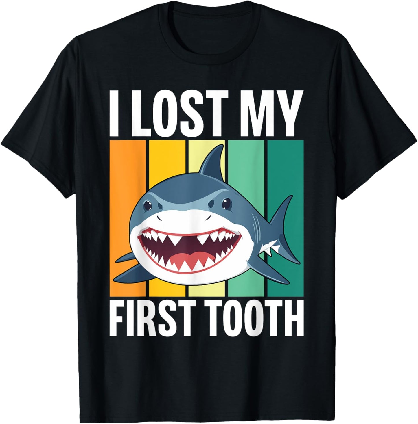 Funny Tooth Fairy Vintage Shark I Lost My First Tooth T-Shirt - T-Shirt | Black