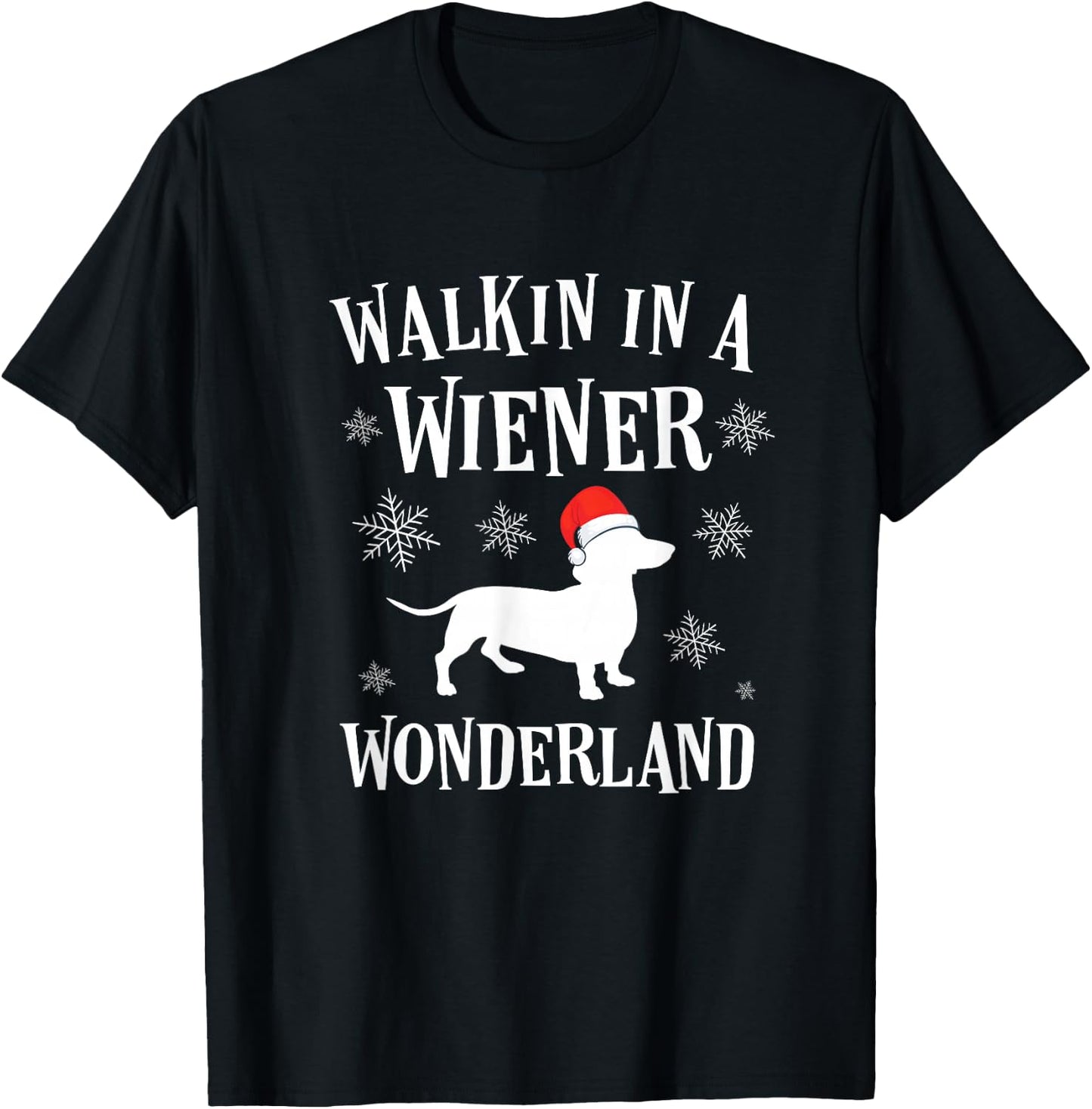 Buncho Gifts Dachshund Christmas Funny Doxie Wiener Wonderland Holiday T-Shirt - T-Shirt | Black