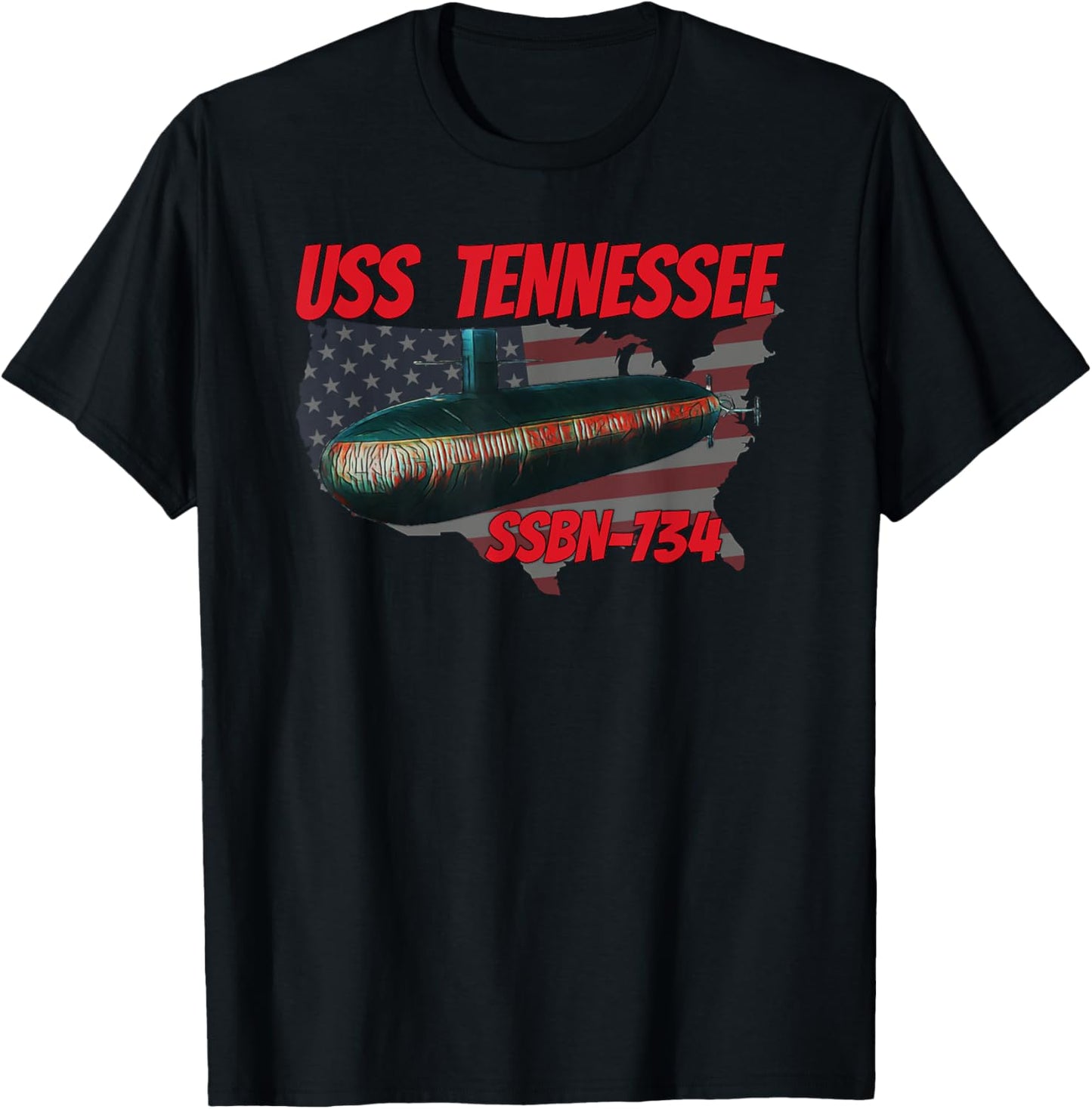 USS Tennessee SSBN-734 Submarine Veterans Day Father Grandpa T-Shirt - T-Shirt | Black