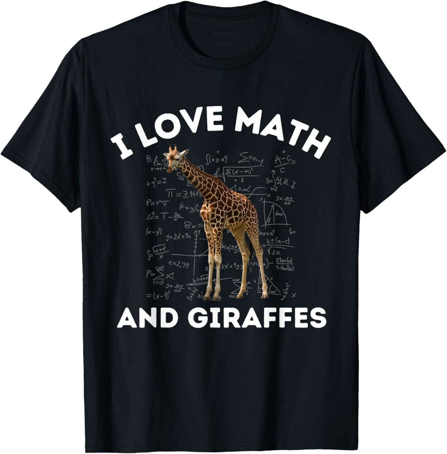 I Love Math and Giraffes Giraffe Lover Algebra STEM Teacher T-Shirt - T-Shirt | Black