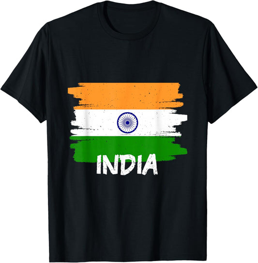Cool India Flag T-Shirt - T-Shirt | Black