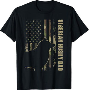 Siberian Husky Dad - Patriotic USA Dog Lover Pet Trainer Women Kids T-Shirt - T-Shirt | Black