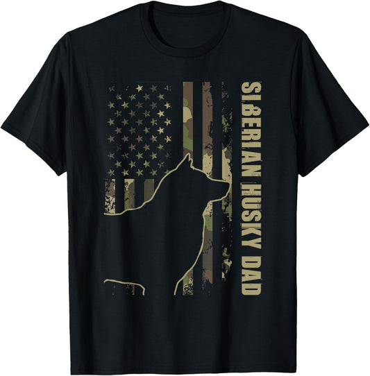 Siberian Husky Dad - Patriotic USA Dog Lover Pet Trainer Women Kids T-Shirt - T-Shirt | Black