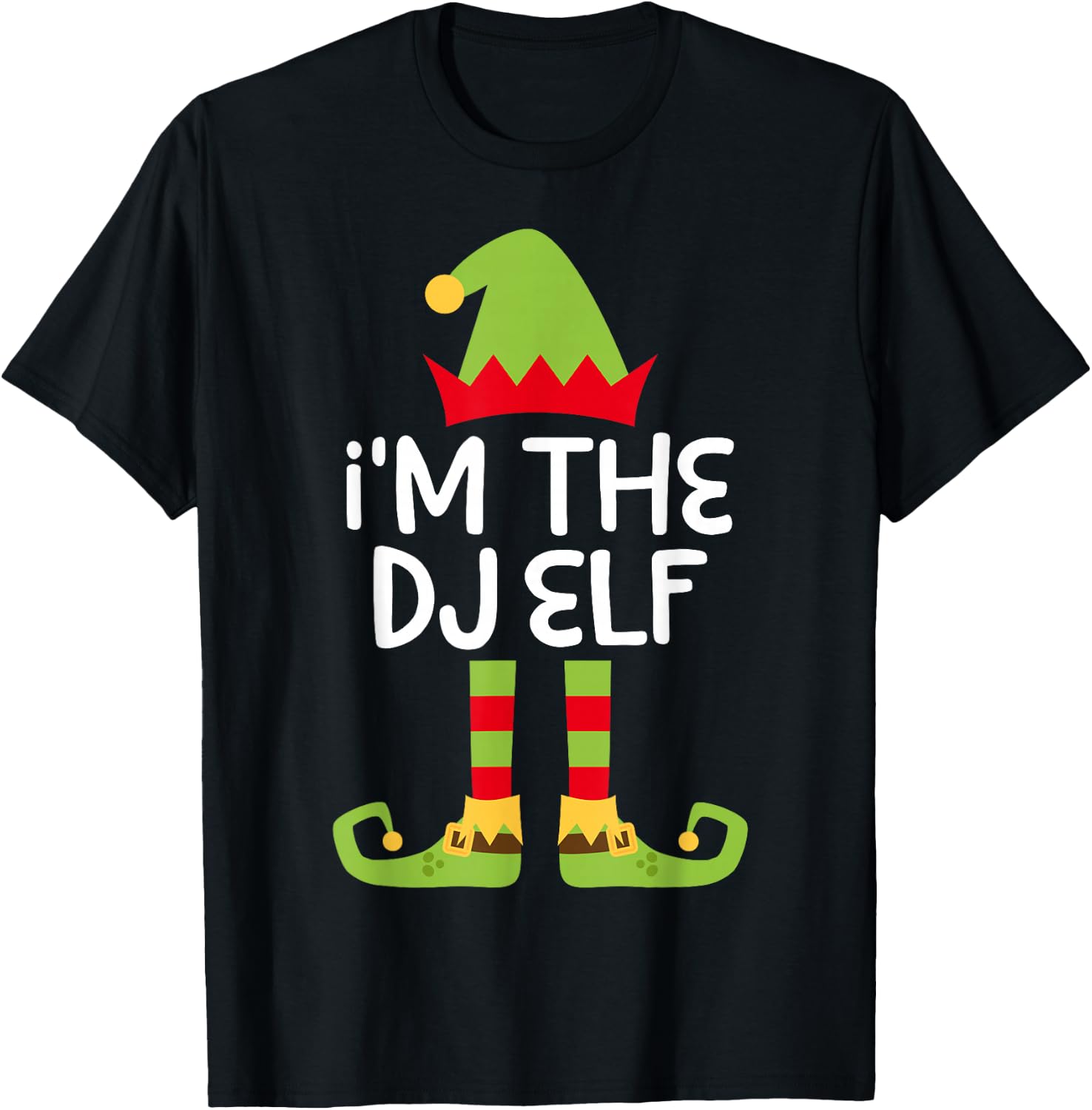 I'm The DJ Elf Shirt Adult Kids Matching Christmas Elf T-Shirt - T-Shirt | Black