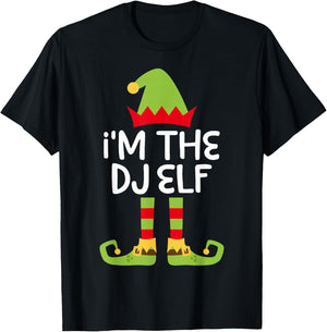 I'm The DJ Elf Shirt Adult Kids Matching Christmas Elf T-Shirt - T-Shirt | Black