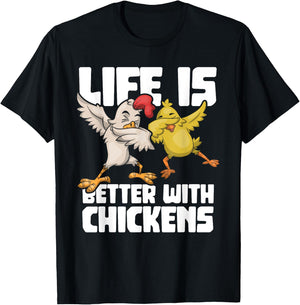 Dabbing Hen Dab Rooster Life Is Better With Chickens T-Shirt - T-Shirt | Black