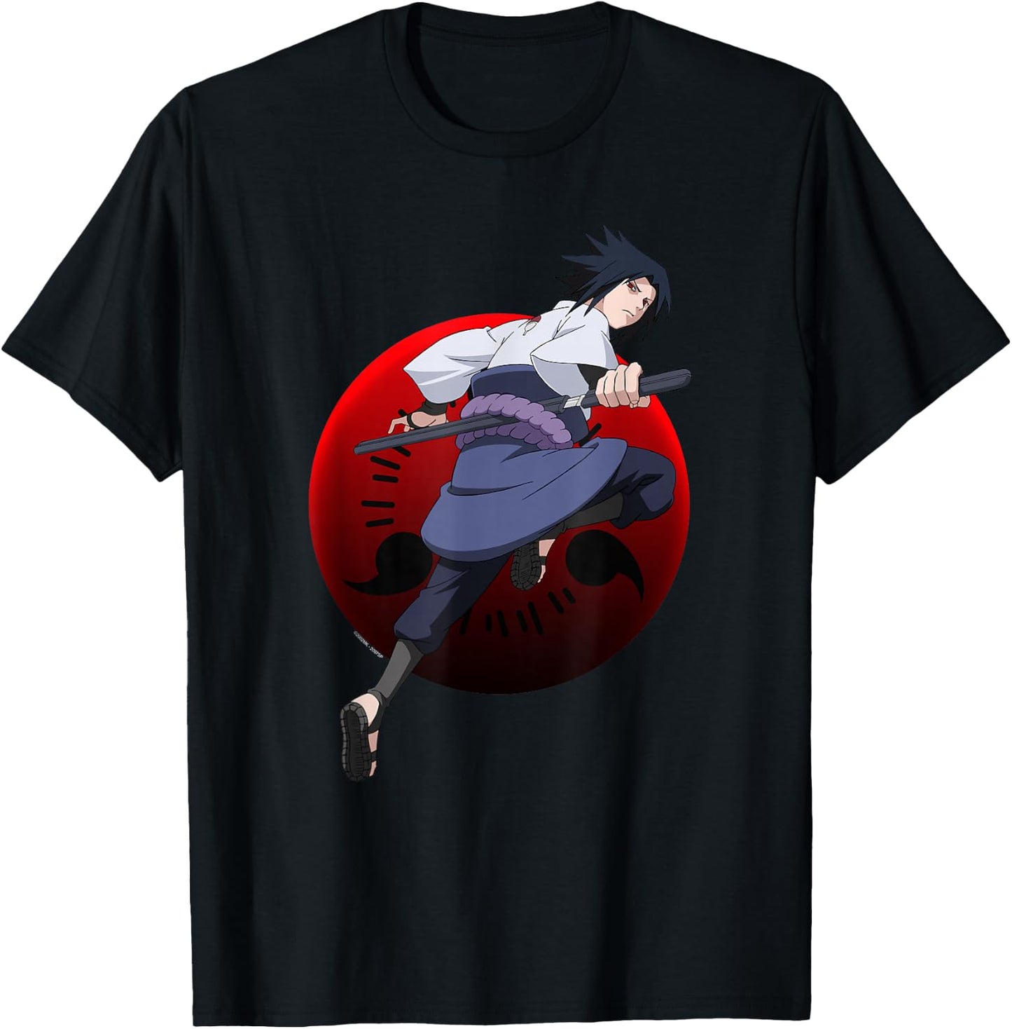 Naruto Shippuden Sasuke with Sharingan Anime T-Shirt - T-Shirt | Black