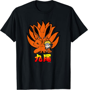 Naruto Shippuden Naruto Kurama Nine Tails Chibi Anime T-Shirt - T-Shirt | Black