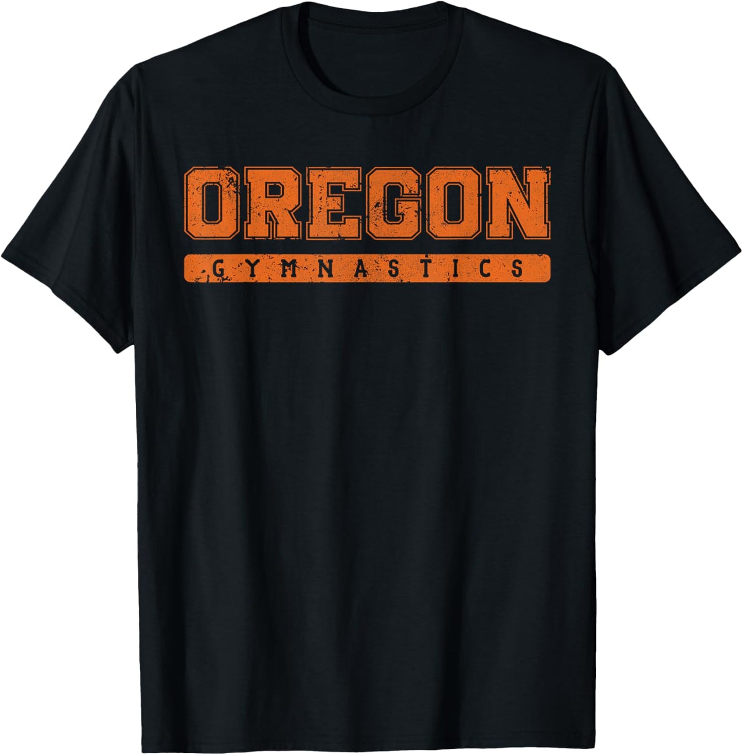 Oregon Gymnastics Orange Vintage Text T-Shirt - T-Shirt | Black