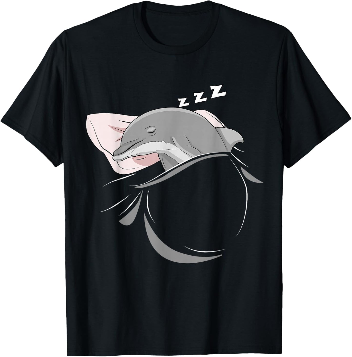 Funny Dolphin Merch , Men & Kids Dolphin Sleeping Animal Pajamas Nap PJs Outfit Gift Dolphin T-Shirt - T-Shirt | Black