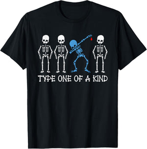 Type One Of A Kind Type 1 Diabetes Awareness Skeleton T-Shirt - T-Shirt | Black