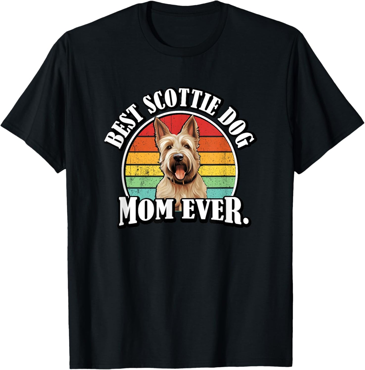 Retro Vintage Wheaten Tan Beige Best Mom Scottie Dog Lover T-Shirt - T-Shirt | Black