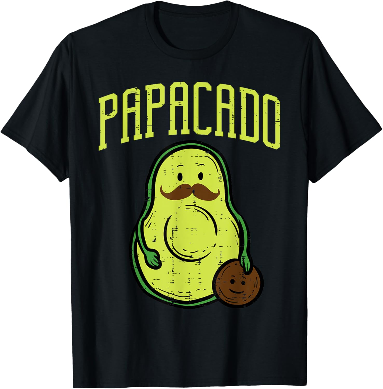 Fathers Day Papacado Papa Avocado Funny Vegan Guacamole Dad T-Shirt - T-Shirt | Black