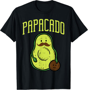 Fathers Day Papacado Papa Avocado Funny Vegan Guacamole Dad T-Shirt - T-Shirt | Black
