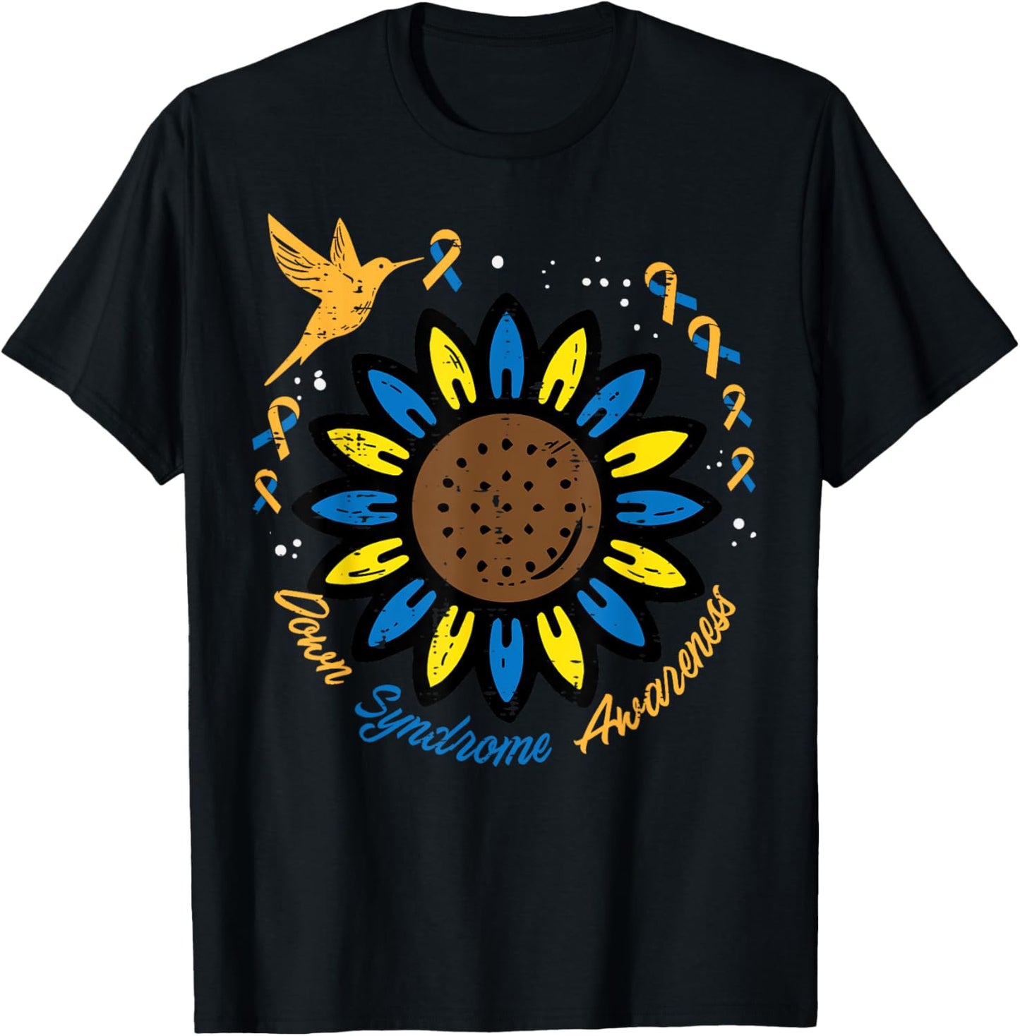 Down Syndrome Awareness Sunflower Bird T21 Men Women Kids T-Shirt - T-Shirt | Black