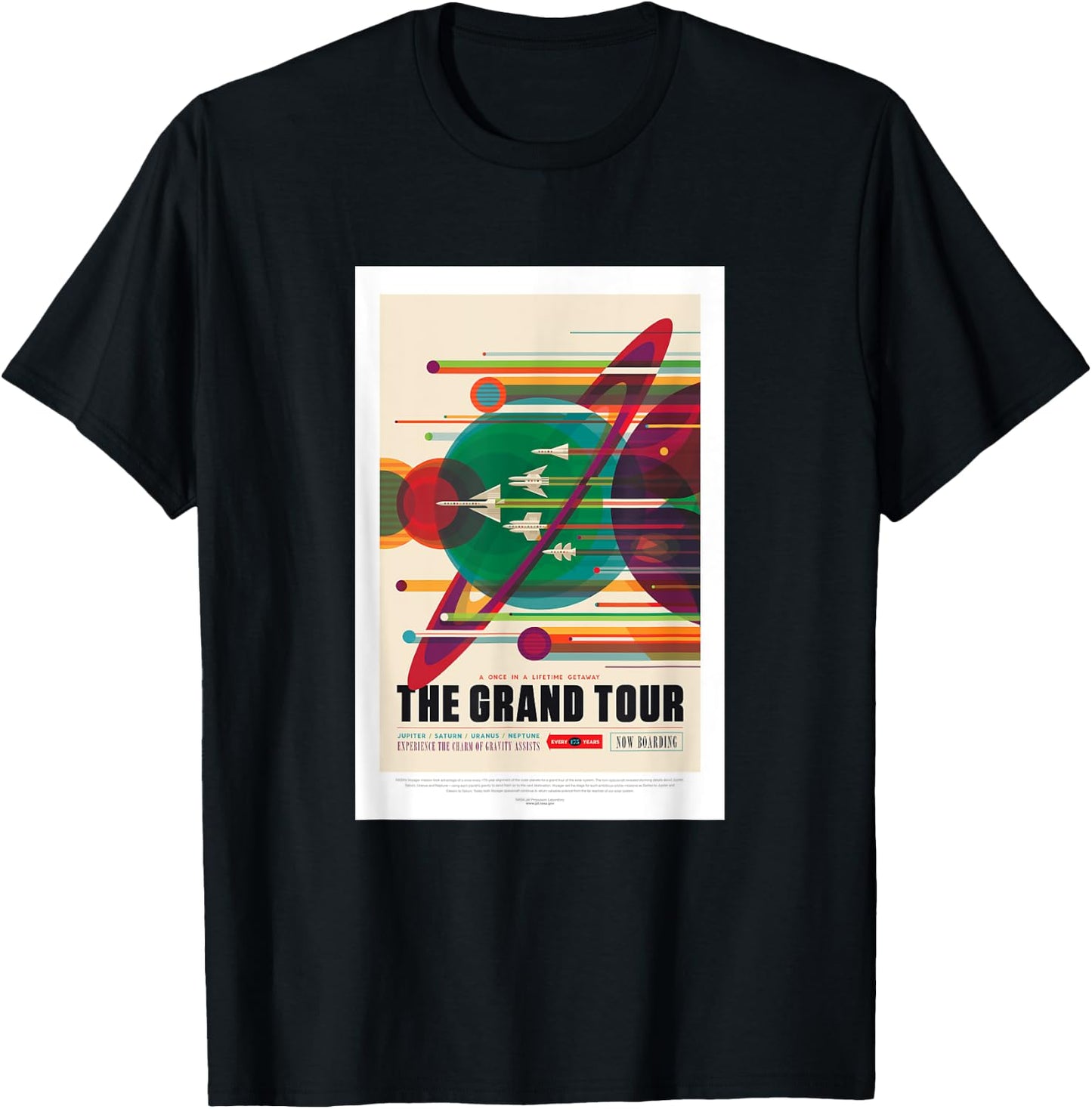 NASA JPL The Grand Tour Visions of the Future Voyager Poster T-Shirt - T-Shirt | Black