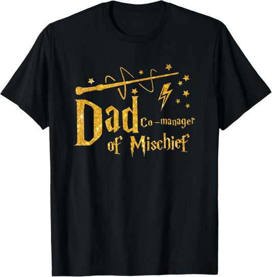 Magical Dad Manager of Mischief Birthday Family Matching T-Shirt - T-Shirt | Black
