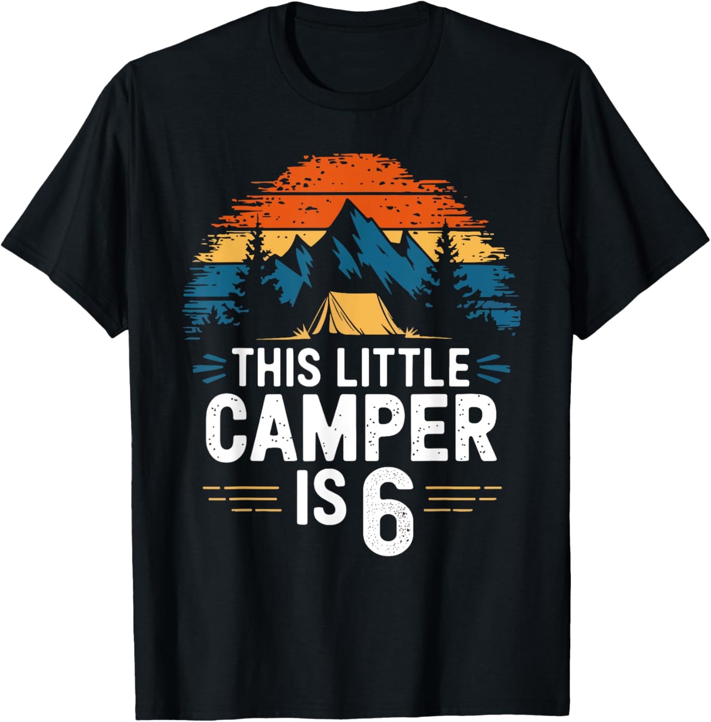6th Birthday Camping Shirt for 6 Year Old Kids Camping Party T-Shirt - T-Shirt | Black