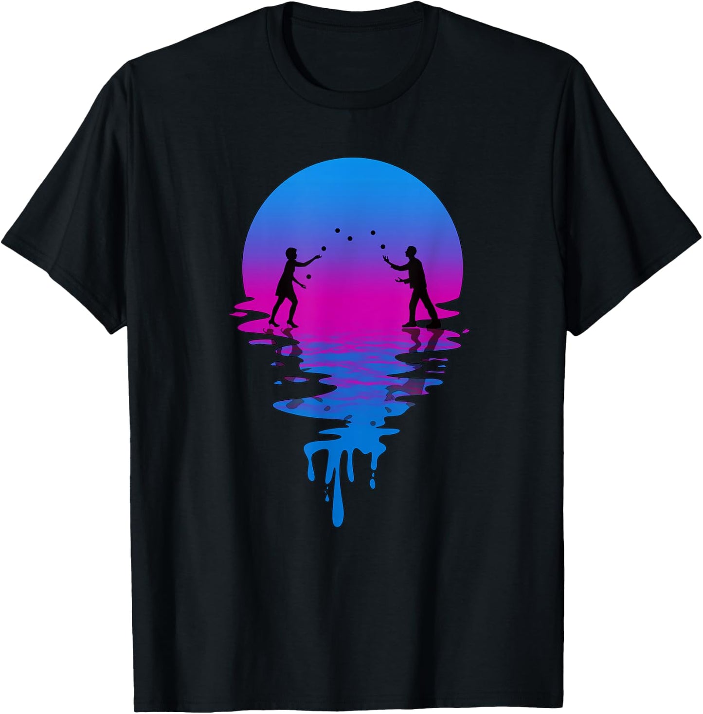 Vintage Retro Sunset Juggling T-Shirt - T-Shirt | Black