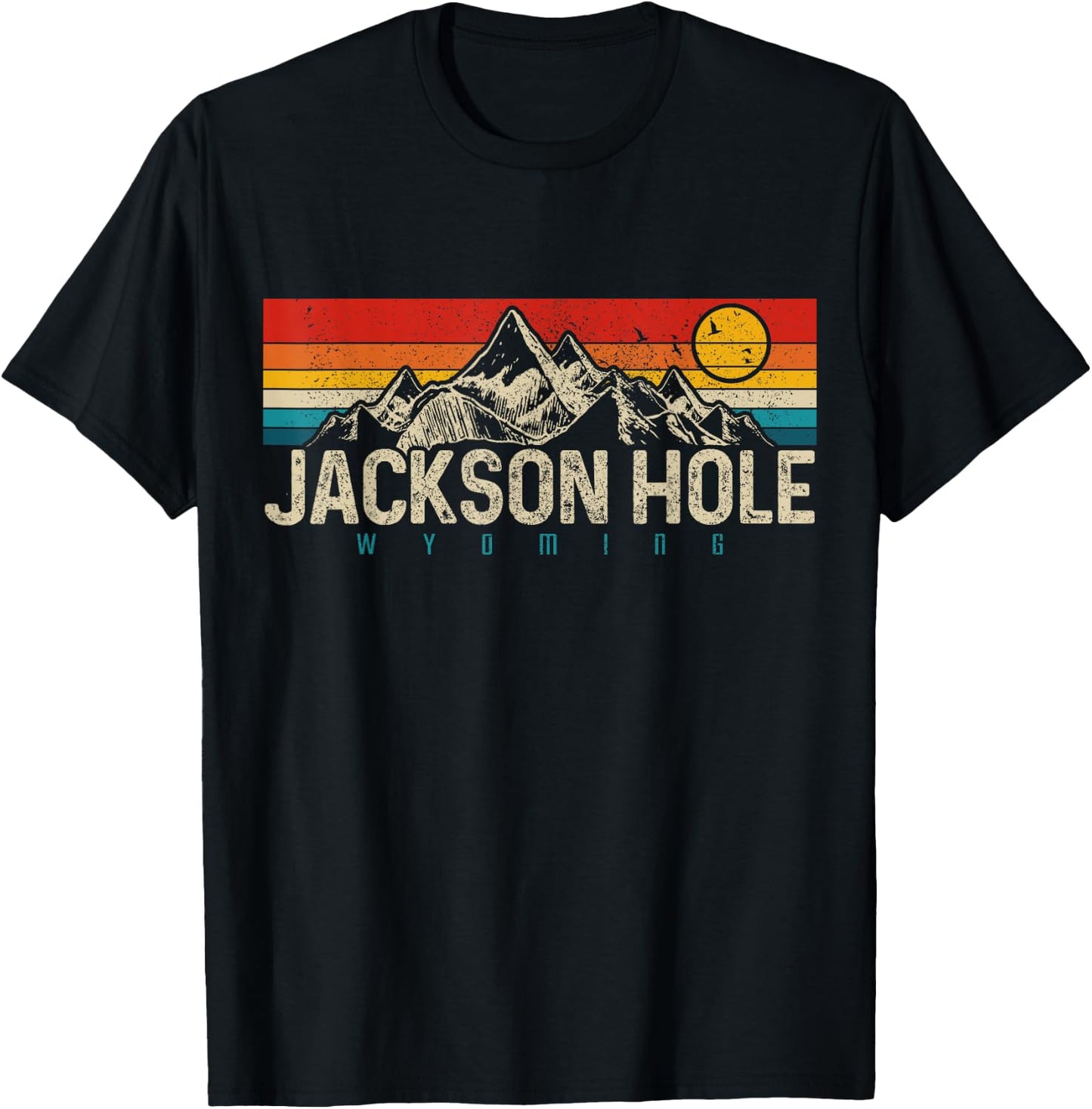 Jackson Hole Wyoming Vintage Mountains Pride Gift T-Shirt - T-Shirt | Black