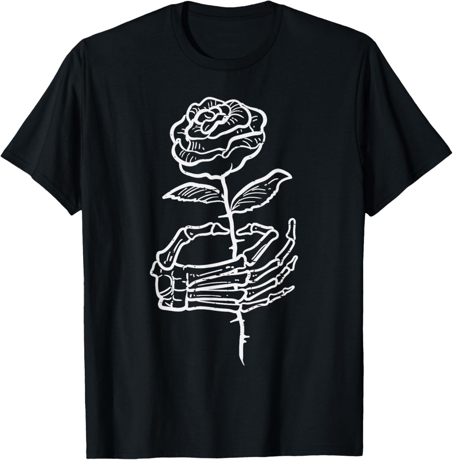 Halloween Skeleton Hand Rose Goth Costume Women Men Kids Boy T-Shirt - T-Shirt | Black