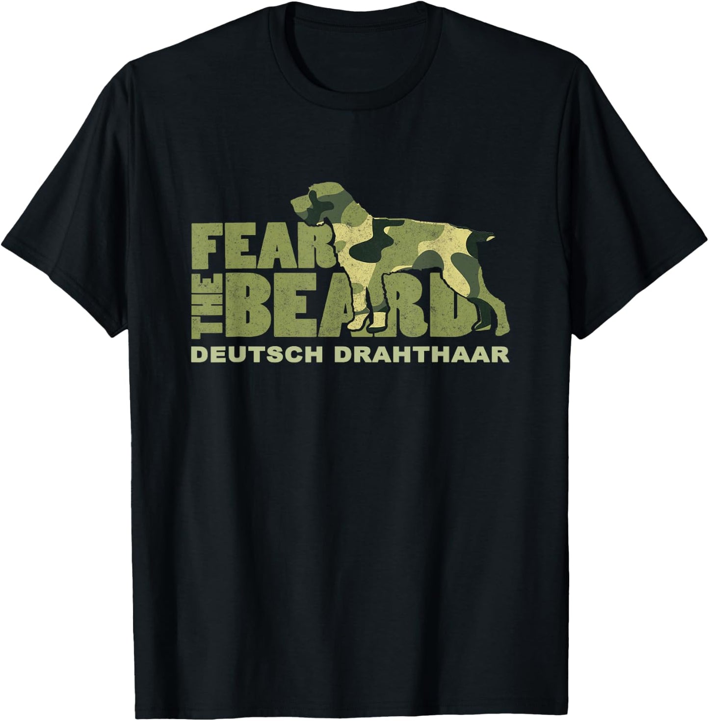 Fear the Beard - Camo Deutsch Drahthaar Hunting Dog Women Kids T-Shirt - T-Shirt | Black
