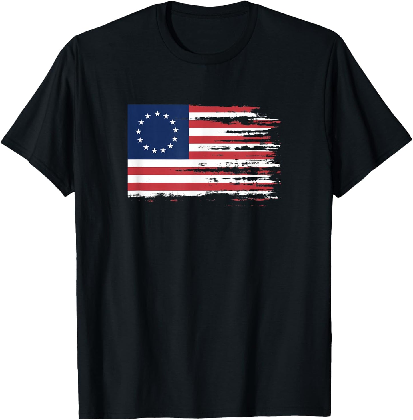 4th of July Patriotic Betsy Ross battle flag 13 colonies T-Shirt - T-Shirt | Black