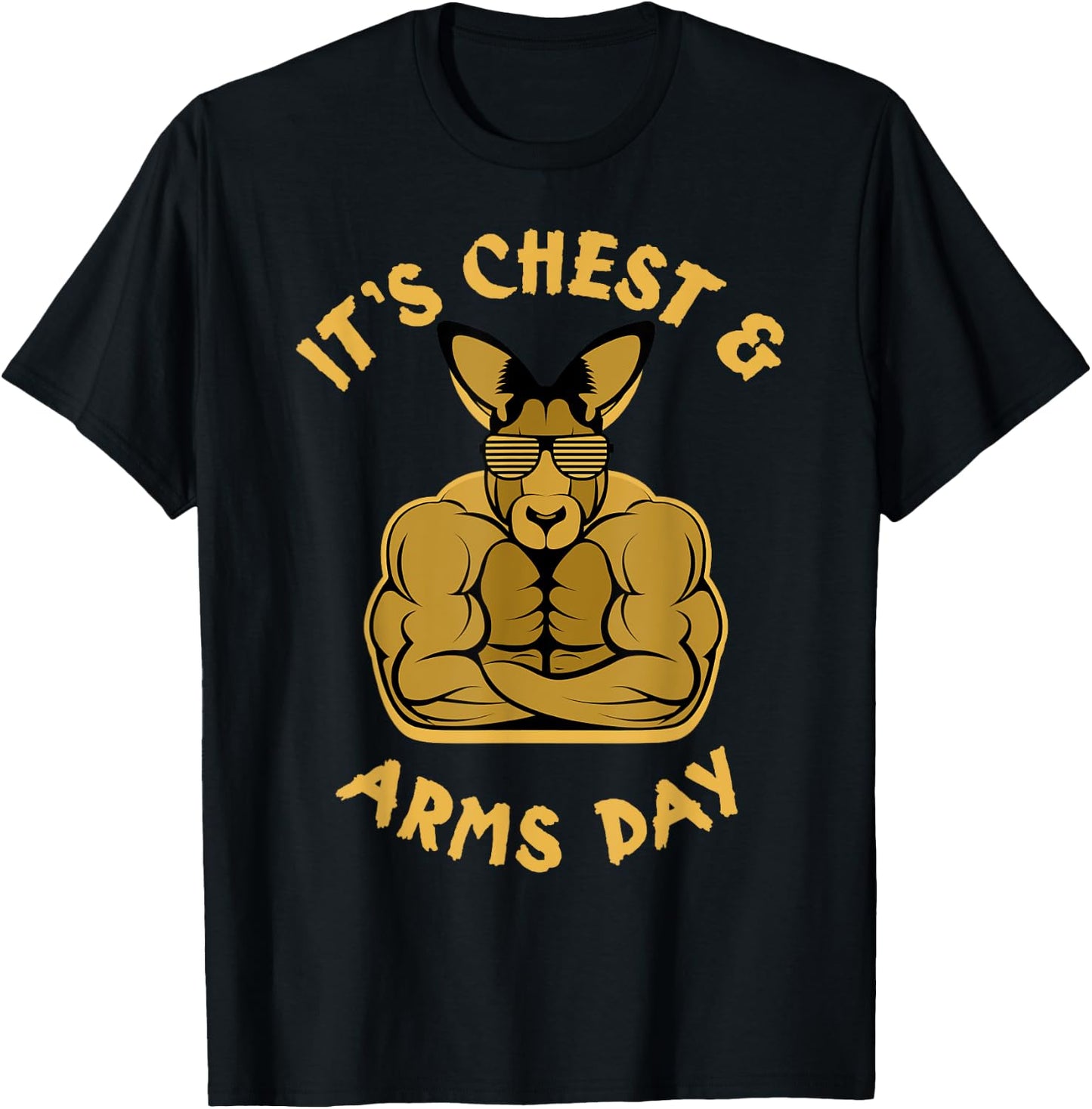 Weight Lifting Chest Arms Day Kangaroo Muscles Glasses Gift T-Shirt - T-Shirt | Black