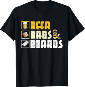 Beer Bags and Boards Funny sarcastic Cornhole outdoor game T-Shirt - T-Shirt | Black