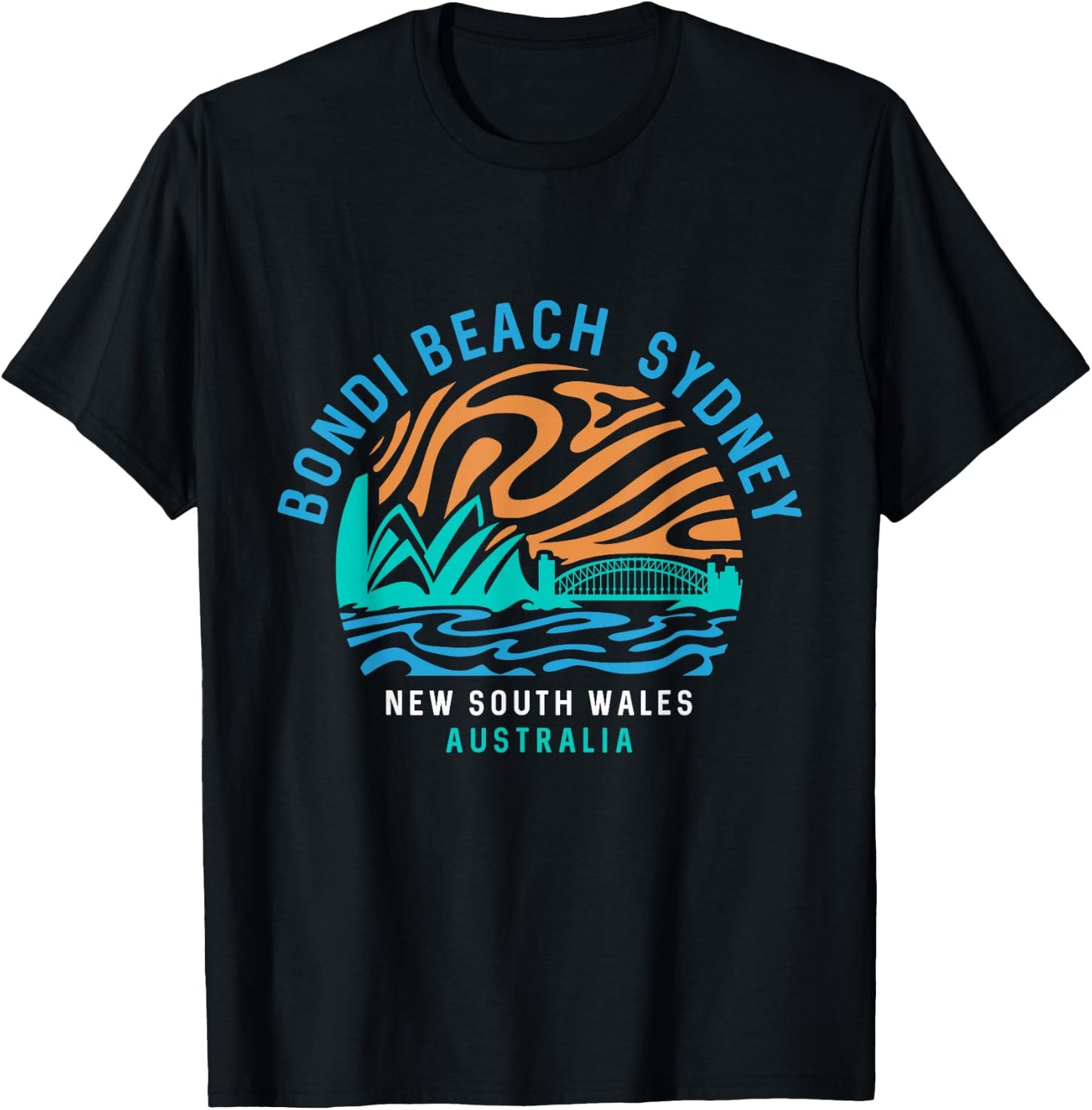 Vintage Retro Bondi Beach Sydney Australia Surfer Beach T-Shirt - T-Shirt | Black