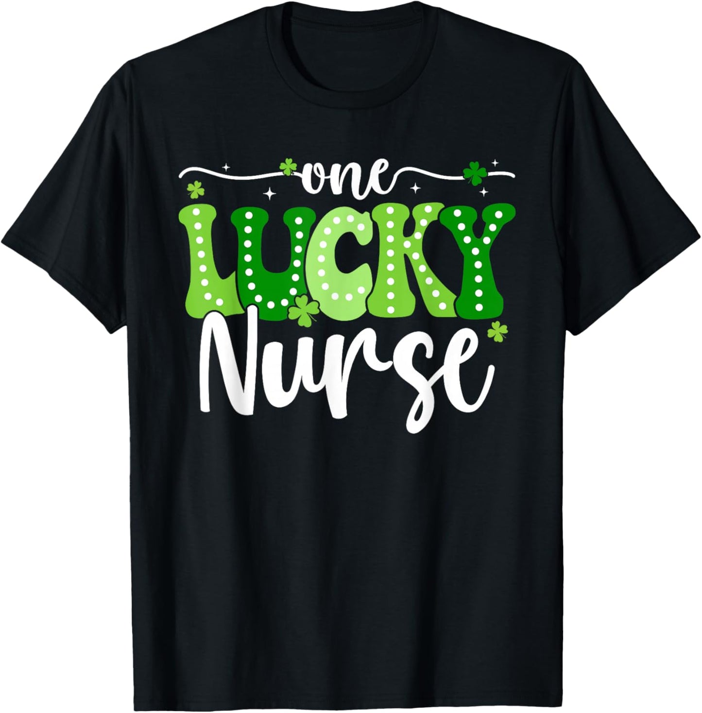 One Lucky Nurse Groovy Retro Nurse St Patrick's Day T-Shirt - T-Shirt | Black