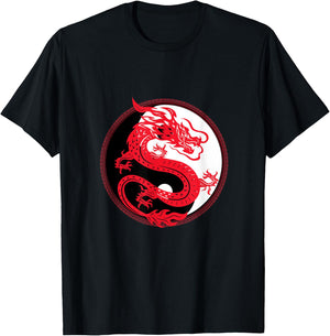 Yin and Yang Dragon Culture Myth Art Chinese Gift T-Shirt - T-Shirt | Black