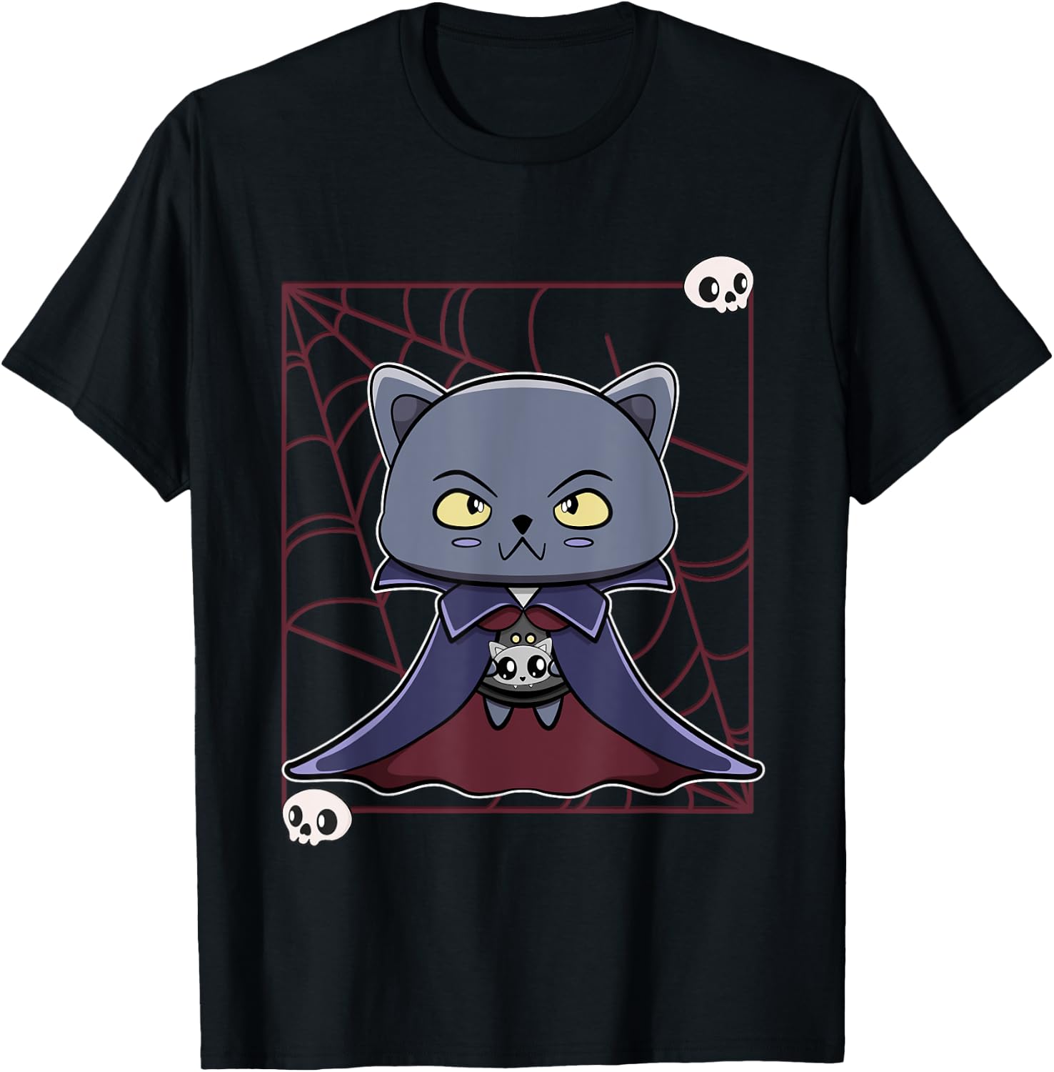 Black Cat Vampire Dracula And Monster Item For Halloween T-Shirt - T-Shirt | Black